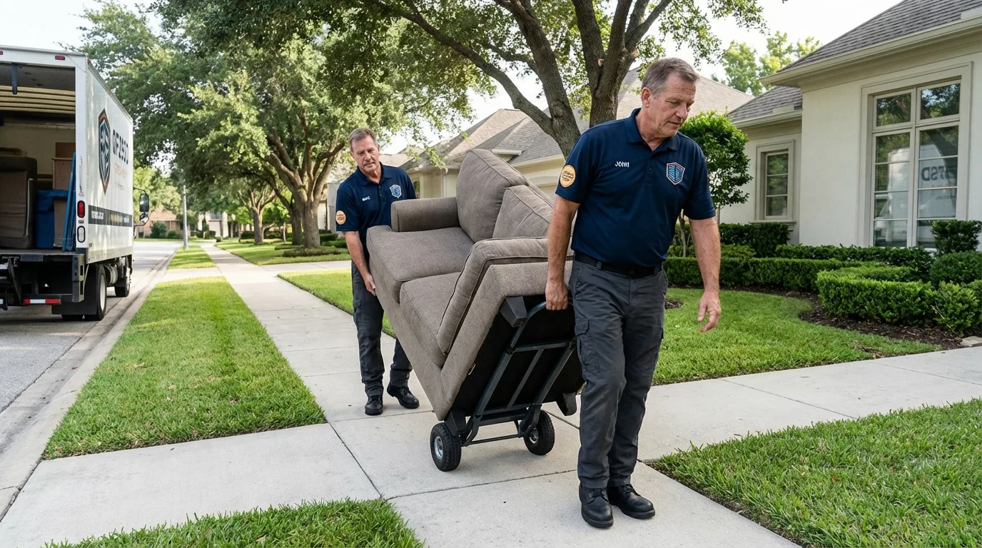 Local residential moving crew loading furniture in Washington, CT